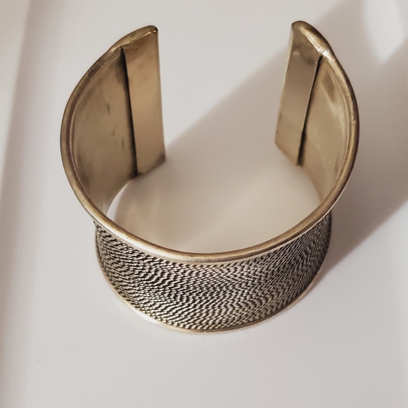 Bali bracelet basket weave silver hammered hand crafted wide cuff boho bohemian - Picture 3 of 13